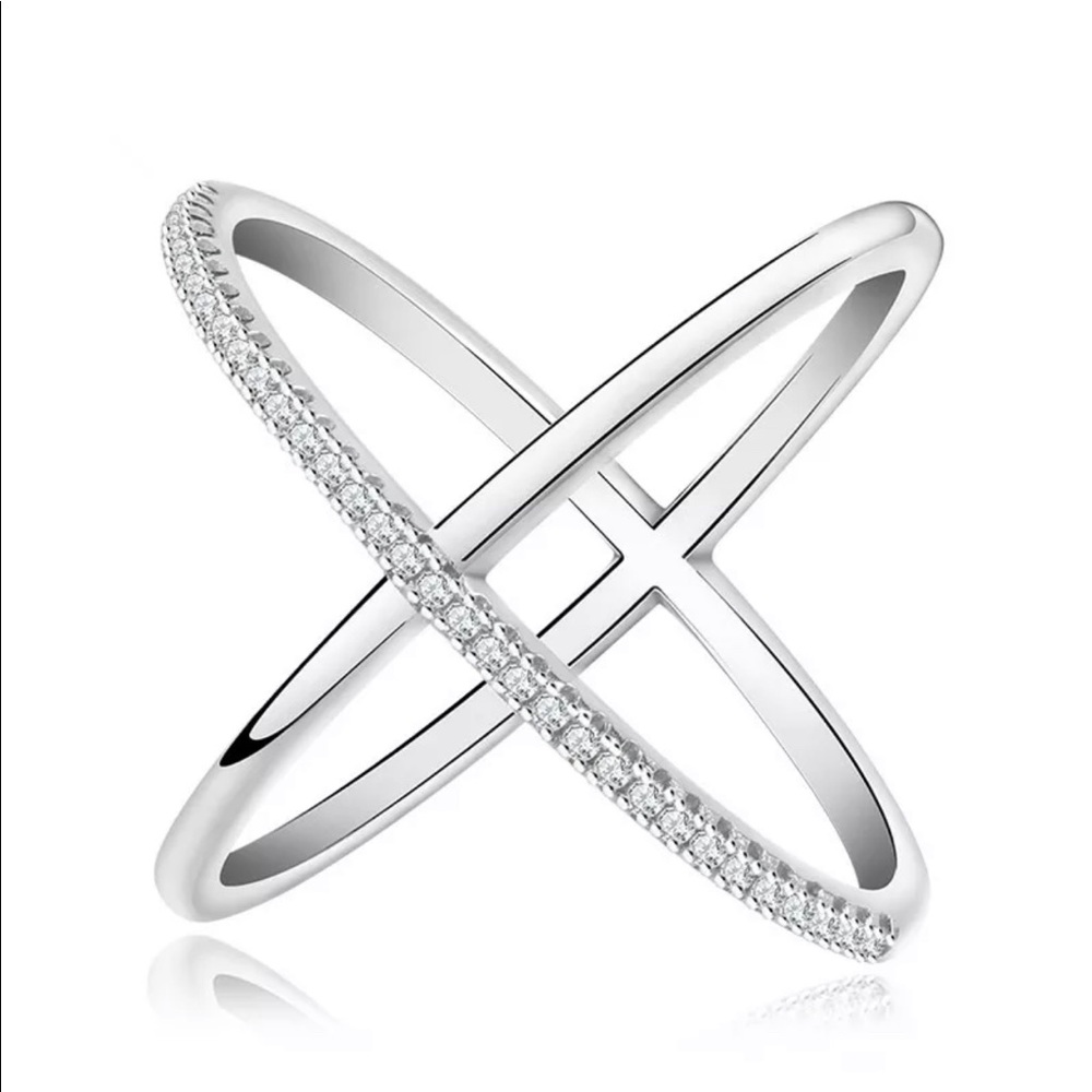 **FREE SHIPPING NEW 925 Silver Criss Cross Ring